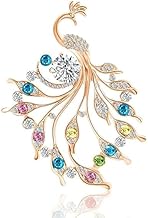 Luxury Peacock Design Brooch Pin | Sparkling Crystal Saree Pin Jewellery Gift for Women & Girls,Elegant Peacock Saree Brooch for Women |
