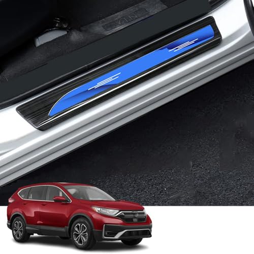 Xinrsheag Custom Interior Accessorie Car Out Door Sill Protector Entry Guard Hood Scuff Plates Stainless Steel ScratchResistance 4 pieces/set(blue) for Honda CR-V 2017 2018 2019 2020 2021 2022