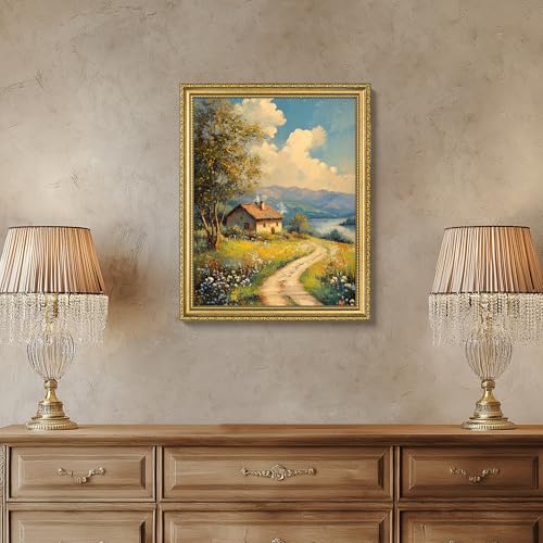 Image of eletecpro 11x14 Vintage Picture Frame, Glass Cover, Gold, 2-Pack | Display Photo 8x10 with Mat or 11x14 without, Horizontal or Vertical, Tabletop or Wall Decor