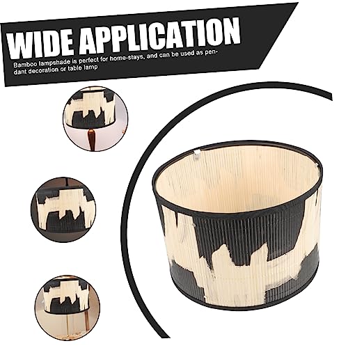 Image of Bamboo Drum Lamp Shade Decorative Printed Lamp for Pendant Light for Restaurant Lighting and Home Decor Stylish Accent