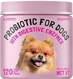 Probiotics for Dogs Natural Digestive Enzymes Prebiotics for Allergy Itch Relief Gut Flora Coprophagia Bowel Support Treatment Anti Diarrhea for Dogs Pet Health Immune System Support 120 Soft Chews