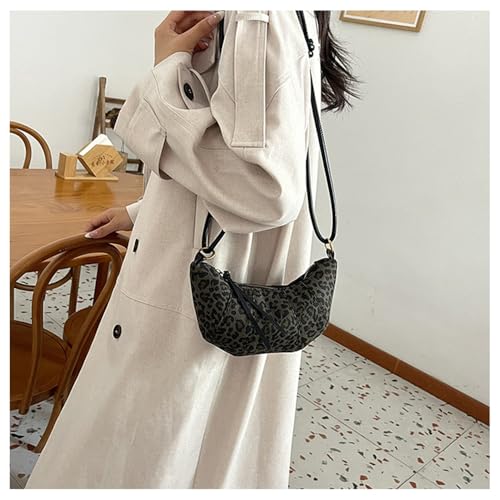 Image of Leopard Print Crescent Bag for Women Cheetah Print Hobo Crescent Crossbody Bag Casual Vintage Sling Half Moon Bag