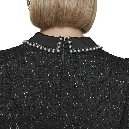 Image of Karl Lagerfeld Women's Short Puff Sleeve Embellished Collar A-line Mini Dress