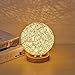 UNISOPH Lampada da Tavolo in Legno, Lampada da Tavolo USB con Paralume a Sfera in Rattan Lavorato a Mano Lampada da Luna in Legno per Camera da Letto Decorativa da Comodino (Bianco)