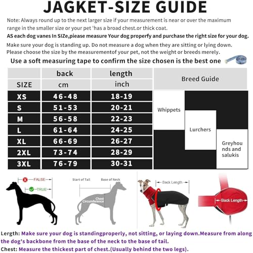 Windhunde-Wintermantel, Salukis Pullover, Whippet, Windhundjacke, wasserdicht, Hunde-Wintermantel für Whippet, wasserdichter Hunderegenmantel, Lurcher-Mäntel, Salukis-Mäntel (Schwarz, S)