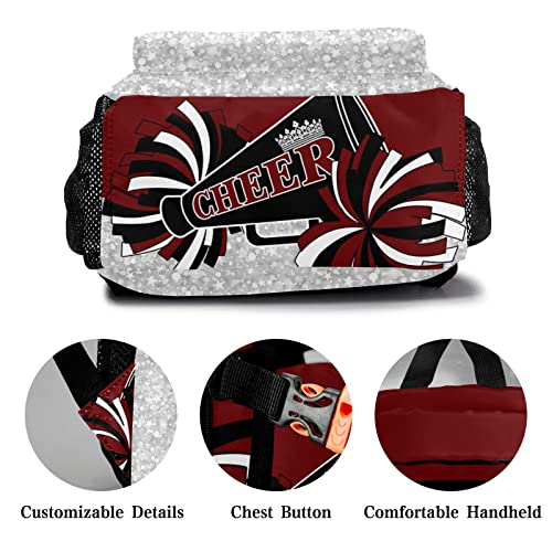 Personalized Cheerleader Dark Red Black Custom Backpack Waterproof Multifunctional Daypack with Name Gift4