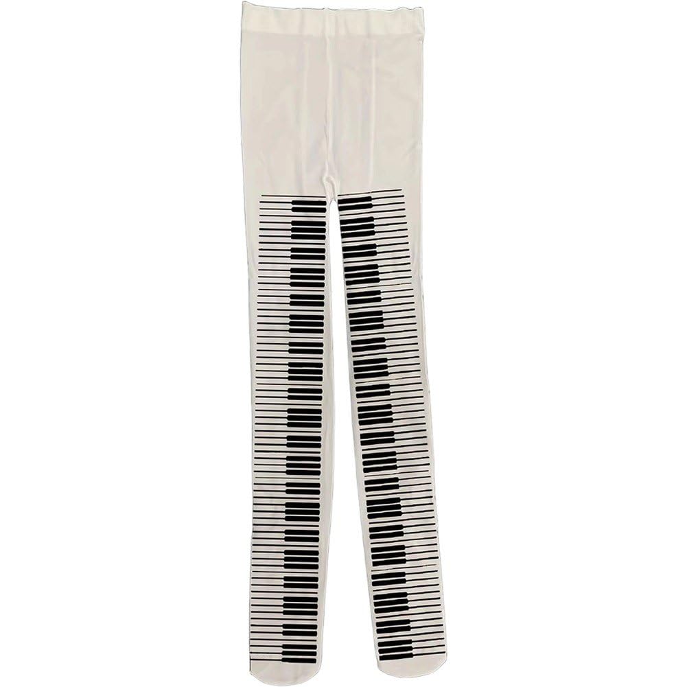 Casiler Women's Style 1 Whimsy Piano Tights Funky Patterned Stockings Goth Whimsy Clothes Y2k Aesthetic Tights Pantyhose