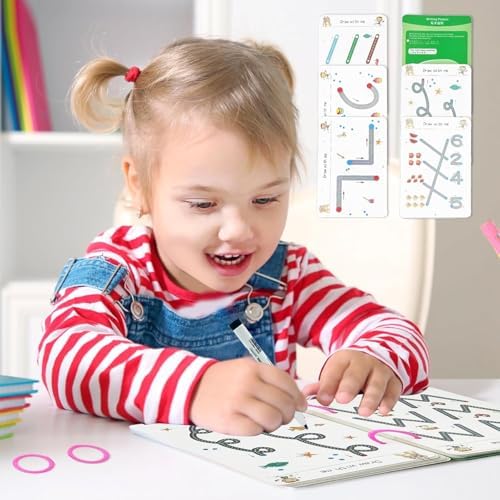 Image of RECLUSE Pen Control Training Cards for Kids - 64 Pages Reusable Writing Practice Book with Markers & Eraser | Preschool Handwriting Tracing Book for Toddlers | Early Learning Drawing & Letter Practice