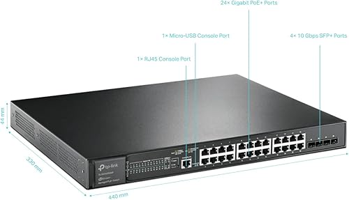 Miniatura 3 de TP-Link TL-SG3428XMP, Jetstream - Conmutador Gestionado Inteligente L2+ PoE, 24 puertos PoE+ 384W, 4 ranuras SFP+ de 10 GE, Omada SDN integrado,