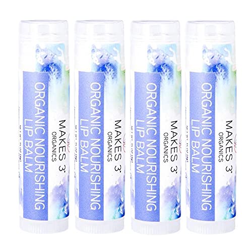 Lip Balm - Organic Natural USDA Certified 100% - Accelerates Healing - Unscented Moisturizing Balm Stick - Prevent Dry Cracked Lips - Hand-Crafted in Santa Barbara, California - (Pack of 4) Never Run Out
