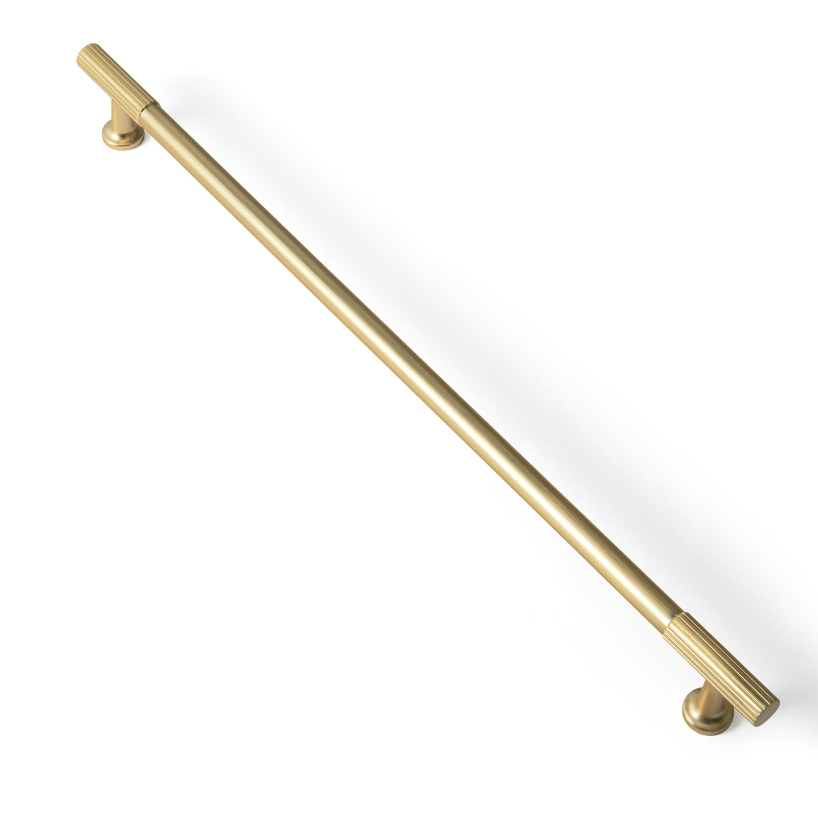 Goo-Ki Brushed Brass Zinc Alloy Cabinet Handles - 12.6''(320mm) Hole Center Striped Decorations Cabinet Pull Hardware for Bedroom, Kitchen, 6 Pack — image 1