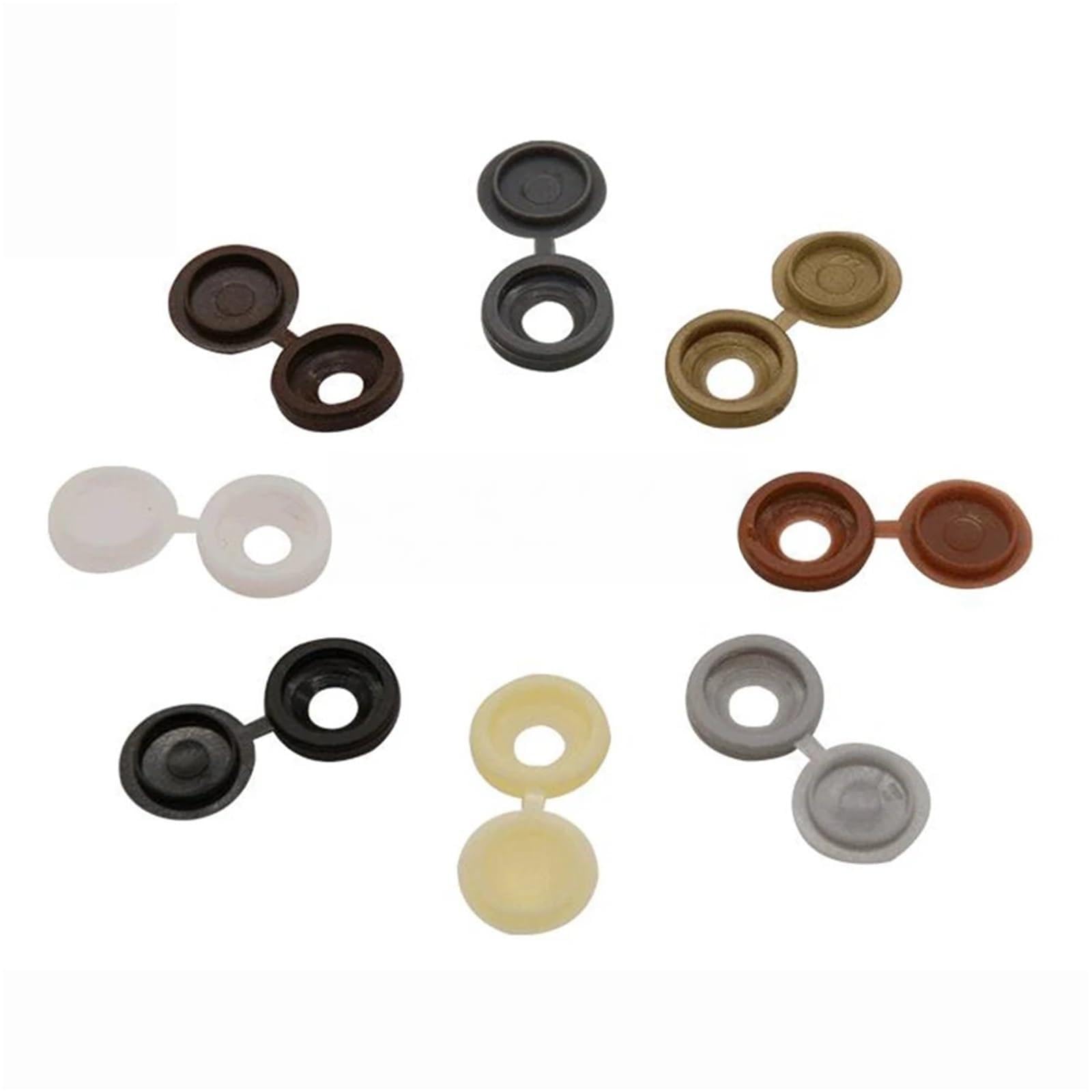 Hinged Screw Cover Caps 500pcs Plastic Decorative Nuts for Wall Furniture Covers Snap Buttons(Mix Colors10)