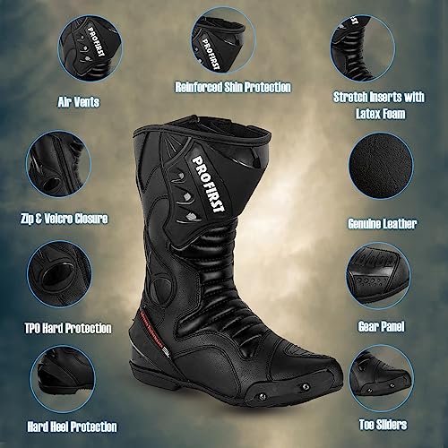 Profirst 10017A Motorbike Leather Boots Motorcycle Waterproof Motorbike Shoes Armored Boot Protection Anti Slip Racing Sports thumb #2
