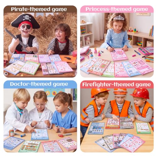 Image of Eaasty 36 Pack Kids Pretend Play Notepads 4x6 Inch,Mixed | 6 Career Themes Dental Police Vet Makeup Restaurant, 40 Pages per Notepad for Toddlers Imaginative Activity and Learning