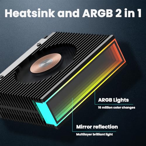 Image of ZORBES M.2 2280 SSD Heatsink with RGB Fan, Dual Cooling NVMe Heatsink Cooler with Aluminum Fins, Addressable RGB Lighting Sync, High Performance Cooling for Gaming PC & Desktop, 5x5x1cm