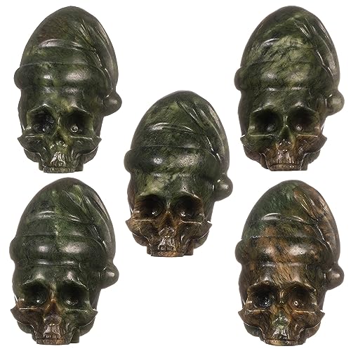 Nupuyai 3.9" Green Jade Crystal Stone Skull Statue - Image 4