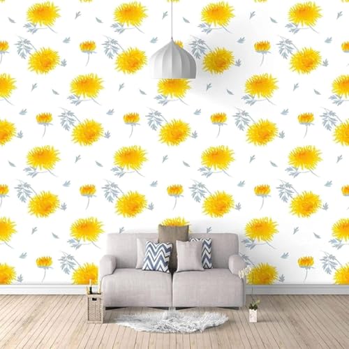 Image of XLMING Minimalist Plants Yellow Floral Art 3D Wallpaper Luxury Home Dining Decor Paste Sofa Living Room The Wall for Bedroom Mural-350cm×256cm