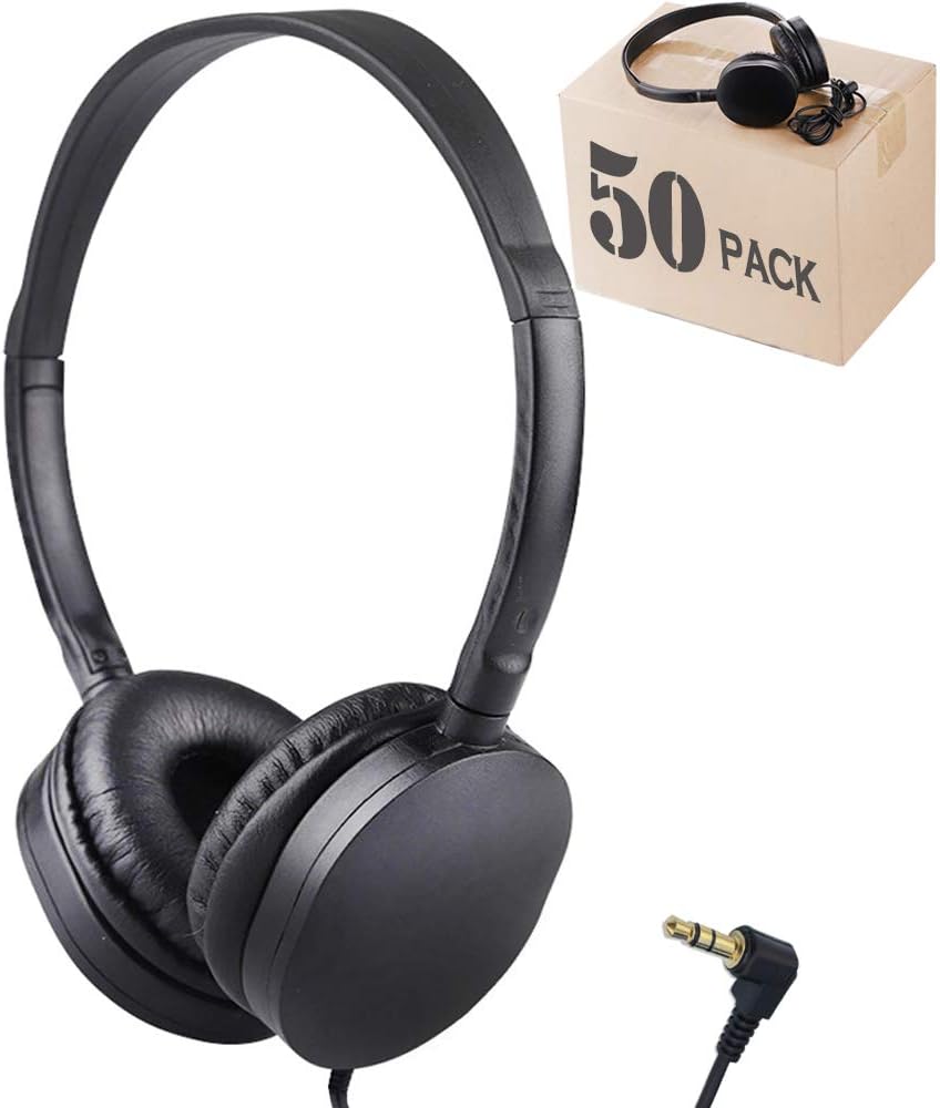 Bulk Headphones for Classroom 50 Pack, HONGZAN Wholesale Stereo School