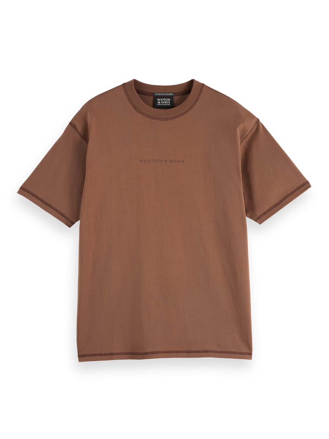 Scotch & Soda Mens Chest Logo T-Shirt, Soft Silt, L UK