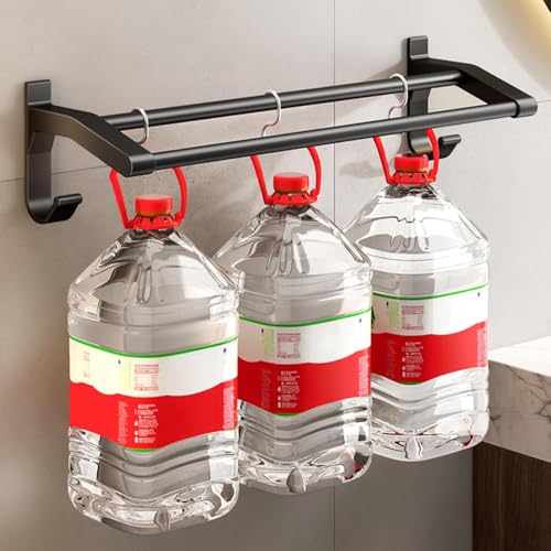 Porte-serviettes double sans perçage noir support mural cuisine 70cm