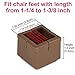 Anwenk Chair Leg Floor Protectors Square Furniture Leg Caps 1 1/4 to 1 3/8” with Felt Pads Brown (16 Pack)
