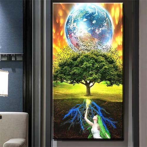 Diamond Painting Arbre Fantaisie 5D DIY Grand Format 70x140 cm à Strass Carrés Broderie Diamant T-4912
