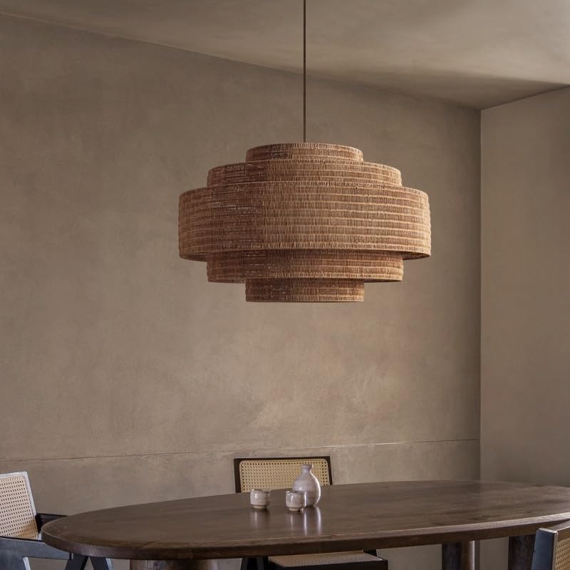 Miniatura 2 de Wabi-sabi - Lámpara colgante de ratán estilo comedor, tejida a mano, retro, B&B, lámpara colgante de techo, isla de hotel, cocina, restaurante, sala