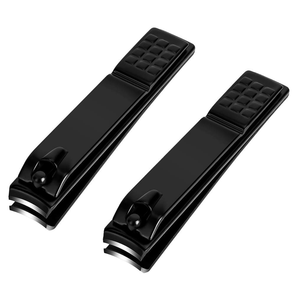 Nail Clippers Set, Sharp Stainless Steel Fingernail and Toenail Clippers, Black Nail Cutter, Large and Large 2 Piece Set.