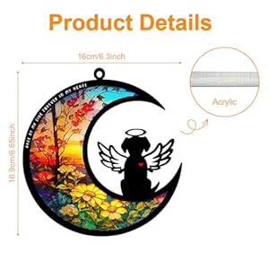 Dog Memorial Suncatcher, Personalized with Name Date Dog Suncatcher, Angel Dog Memorial Ornament Loss of Pet Sympathy Gift Decorations