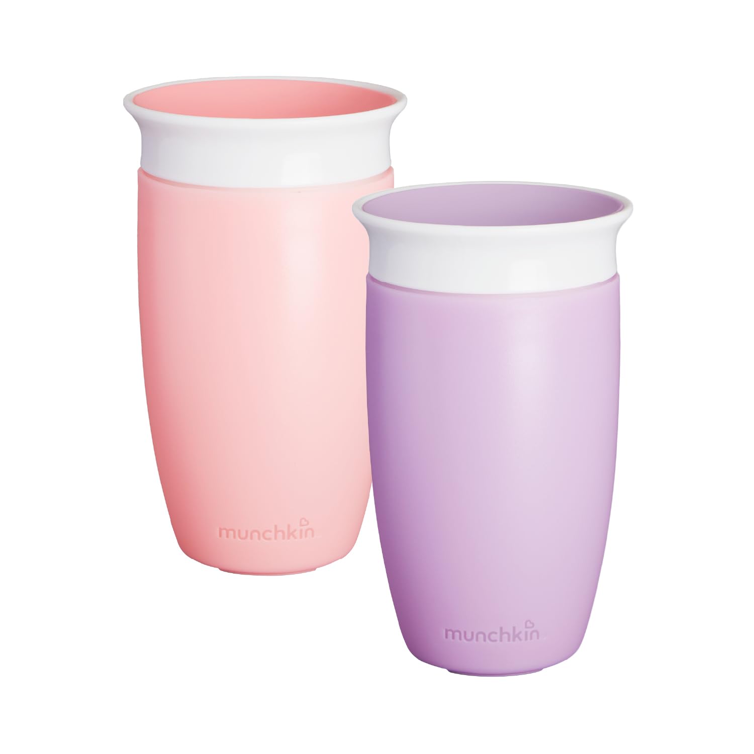 Munchkin Miracle 360 Sippy Cup| Toddler Cup| BPA Free Baby & Toddler Cups| Non Spill Dishwasher Safe Leakproof | 12+ Months - 10oz/296ml| 2 Pack| pink/purple