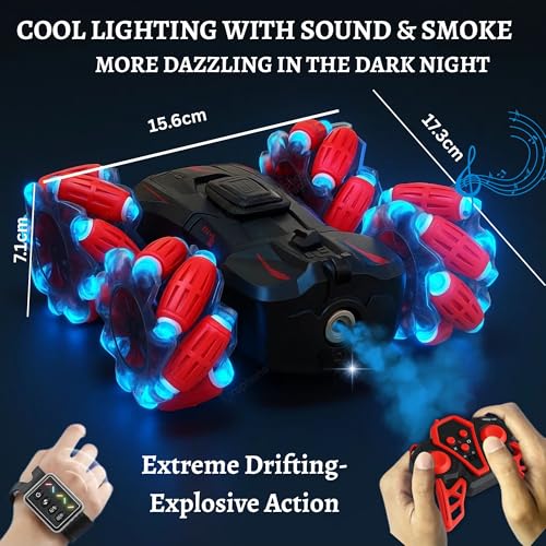 Image of GRAPHENE 4x4 RC Remote Control Car Toy for Kids Boys Adults Stunt Drift Car Hand Sensor Gesture Control 360 Spin 4WD High Speed Spray Mist Crawler Rotating Off Road Smoke Racing Car for 5+ Years