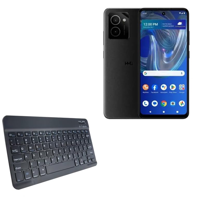 BoxWave Keyboard Compatible with HMD Vibe 128GB - SlimKeys Bluetooth Keyboard, Portable Thin with Chiclet-Style Keys - Jet Black
