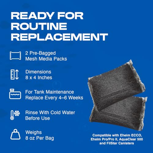 Image of Penn-Plax Cascade Pro-Carb Filt-A-Pack, 2 Pack - Carbon Aquarium Canister Filter Media Bags - Pre-Bagged Nylon Mesh Replacement for Cascade Systems, Freshwater & Saltwater Tanks - 8 Ounce
