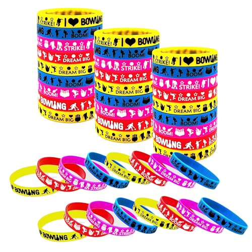 BignzwUra 36 PCS Bowling Motivational Silicone Wristbands Rubber Bracelets Bulk for Baby Shower/Events/Carnival/Birthday Party Favors Supplies Decorations Goodie Bag Favor Stuffers