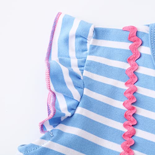 Image of HILEELANG Toddler Girls Short Sleeve Dress Easter Cotton Casual Summer Appliques Shirt Jersey Dresses