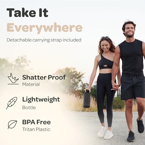 Image of Hydracy Water Bottle with Time Marker -Large Half Gallon 64oz BPA Free Bottle & No Sweat Sleeve -Leak Proof Gym Bottle with Fruit Infuser Strainer & Times to Drink -Ideal Gift for Sports & Outdoors