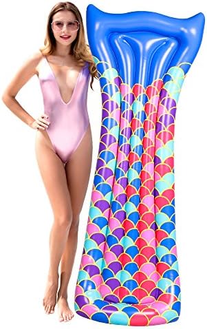 GABOSS Giant Mermaid Tail Pool Float - Swimming Pool Lounger - Inflatable Vinyl Summer Pool or Beach Toy - Giant Floaties for Adults