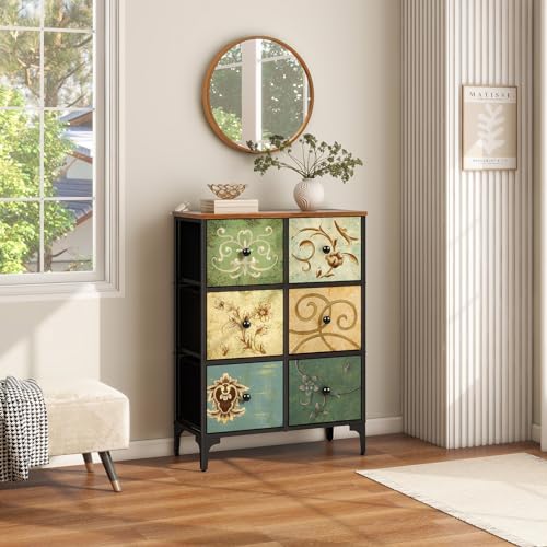 LYNCOHOME Chest of Drawers, 6 Drawer Fabric Bedroom Dresser Storage Drawrs, Storage Organizer Unit for Bedroom, Living Room, Entryway, Nursery