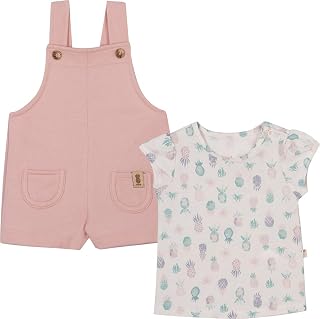 Conjunto Bebê e Infantil Camiseta e Jardineira Nini & Bambini Abacaxi Rosa e Offwhite