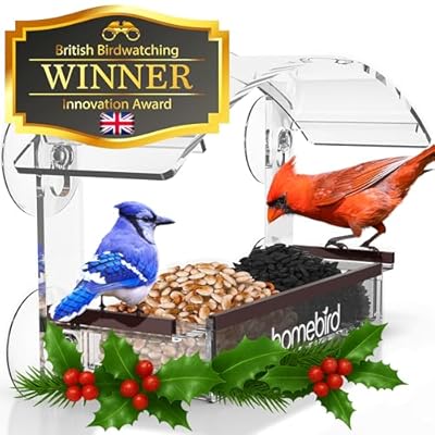 Window Bird Feeder with Strong Suction Cups - (Upgraded 2026 Model) Clear Acrylic Feeder Window for Cats Bird House Gift