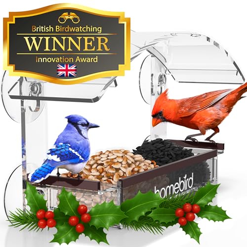 Window Bird Feeder with Strong Suction Cups - (Upgraded 2026 Model) Clear Acrylic Feeder Window for Cats Bird House Gift