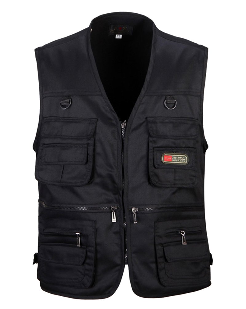 QitunCMens Multi-Pocket Vest Outdoor Waistcoat Photography Camping Hunting Fishing Bodywarmer Gilet