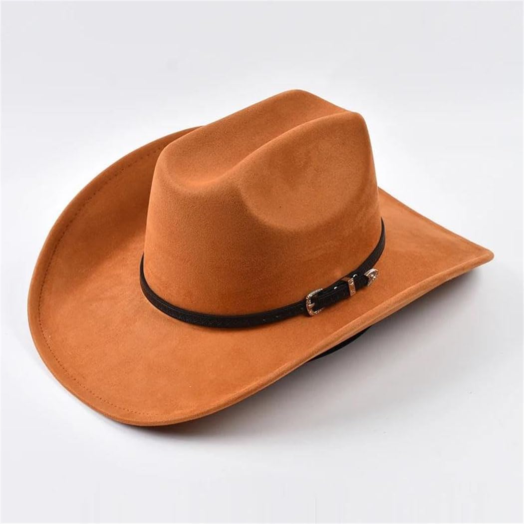 Women's and Men's Suede Western Cowboy Hat Vintage Rolled Brim Cowgirl Jazz Outdoor Travel Knight Hats