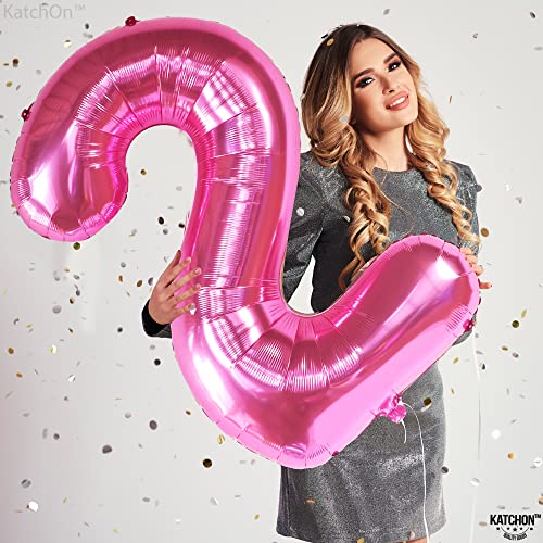 Image of KatchOn, Hot Pink Number 2 Balloon - 40 Inch Number Balloon | 2 Balloon Number, Two Cool Birthday Party Decorations Girl, Pink Party Decor, 2nd Birthday Decorations for girl