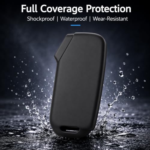 Image of JVCV Soft TPU Key Cover Compatible with Kia Seltos 2023 Facelift HTX Carens X Line Sonet Facelift Clavis EV 3 /4 Button Smart Key | Shockproof Case (Matte Black)