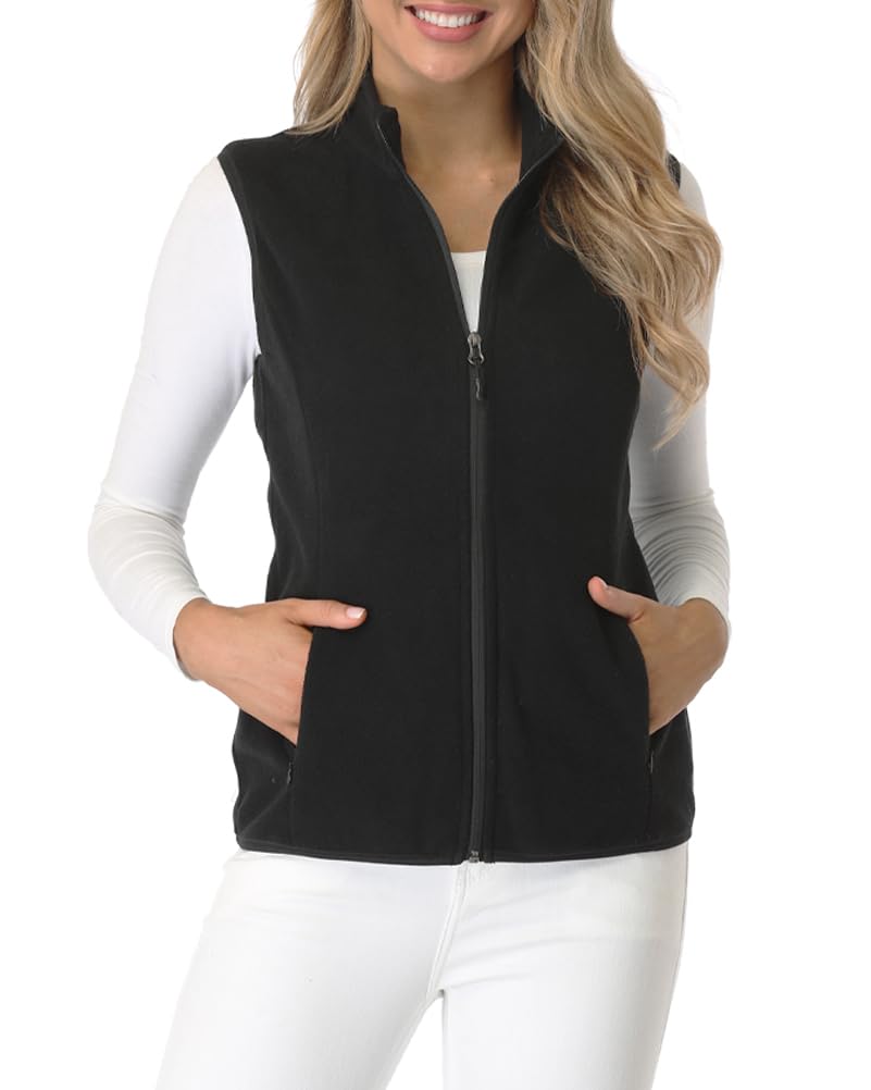 fuinloth Chaleco de Forro Polar Mujer,Termico Invierno Chaqueta sin Mangas con Bolsillos con Cremallera