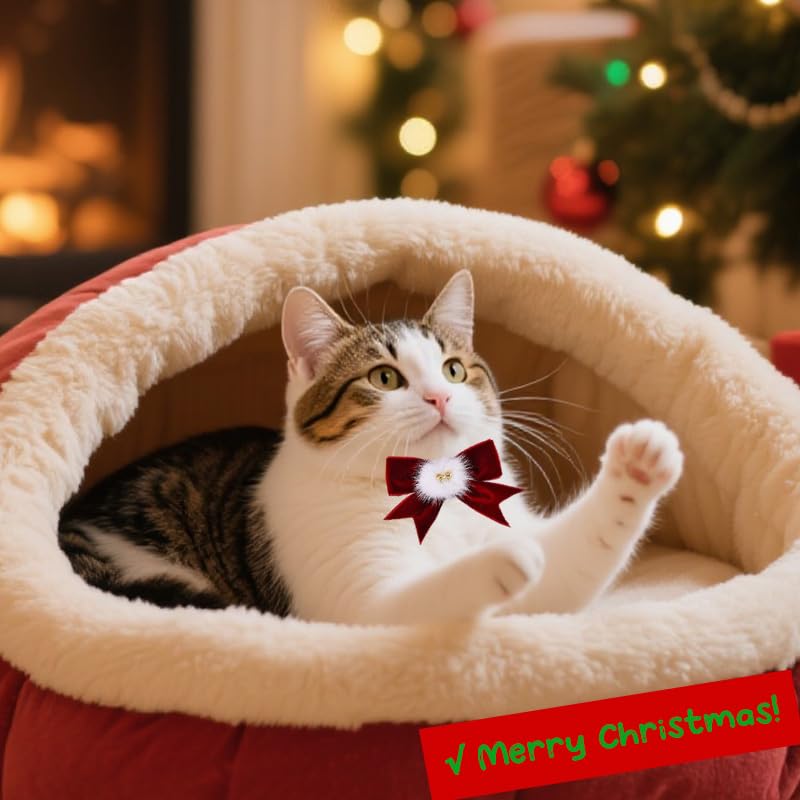 Lazos navideños para perros y pajaritas de collar para mascotas rojas 5