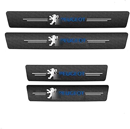 Protection Seuil De Porte Fibre De Carbone Peugeot 206 207 208 2008 3008 5008 – Lot 4 Pièces Avec Logo Peugeot 2022