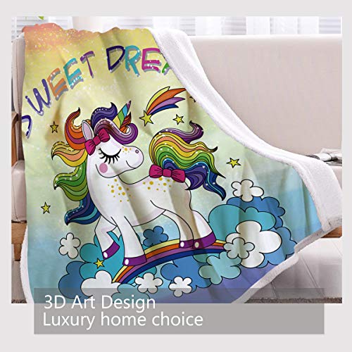 Blessliving Rainbow Unicorn Blanket Soft Warm Blanket For Bed Couch Sofa Kids Girls Lightweight Travelling Camping Throw (Throw, 50 X 60 Inches) #TOP2