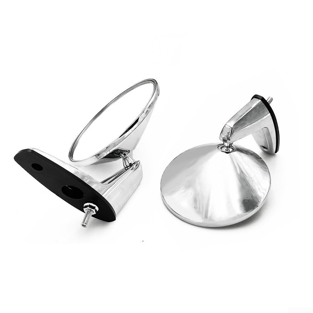 NexRen Coppia di specchietti retrovisori per auto vintage, design rotondo, in acciaio inox, specchi anteriori e posteriori con montaggio in lega di zinco per stabilità